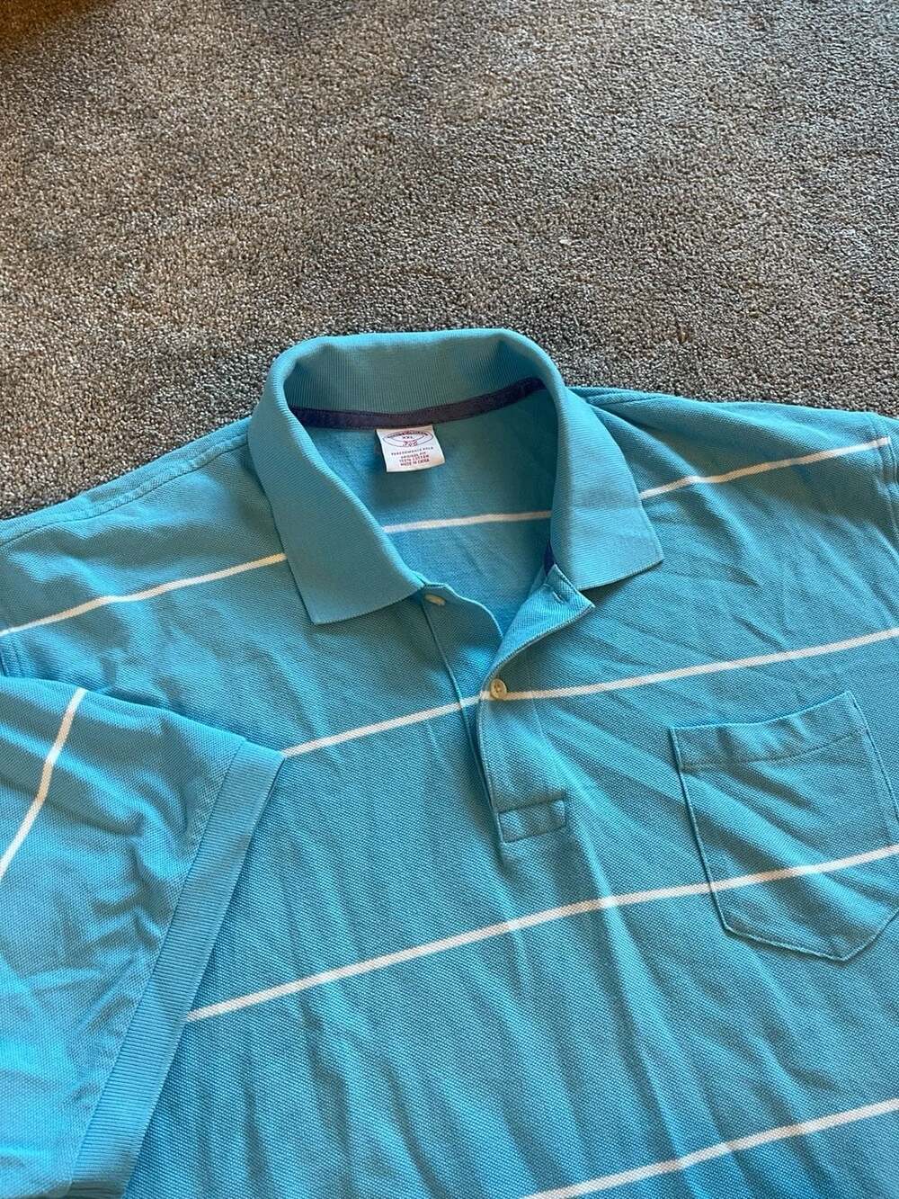 Brooks Brothers 346 Performance Polo XXL Blue White Striped Cotton Golf Shirt